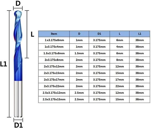 10 قطعة 2 المزامير الكرة الأنف نهاية مطحنة الصلبة كربيد CNC راوتر بت 3.175 عرقوب دوامة طحن أداة 0.8-2.5 مللي متر قطر نانو الأزرق طلاء دوامة قاطعة المطحنة in Kuwait
