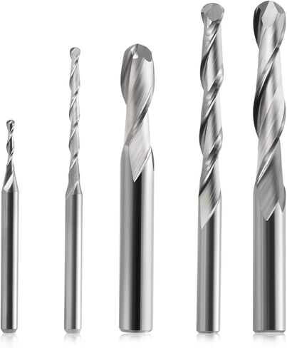10pcs Carbide Ball Nose End Mill 3.175mm-6mm Shank Spiral Ball Nose End Mill CNC Router Bit 2 Flutes Tungsten Carbide Milling Cutter Wood Carving Engraving Tools(3.175x22x42L) in Kuwait