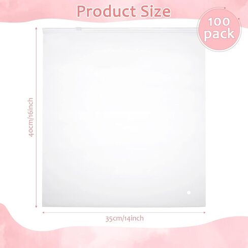 100 Pack Frosted Zipper Packaging Bags Clear Poly Bags Resealable Plastic Zipper Clothes Storage for Clothing Shirt Jeans Pants T-shirts Organizer Packaging Products (13.78 x 15.75 Inch) in Saudi Arabia
