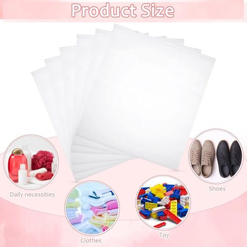 100 Pack Frosted Zipper Packaging Bags Clear Poly Bags Resealable Plastic Zipper Clothes Storage for Clothing Shirt Jeans Pants T-shirts Organizer Packaging Products (13.78 x 15.75 Inch) in Saudi Arabia