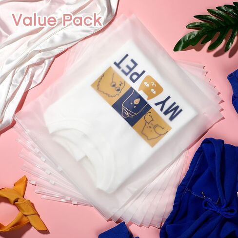 100 Pack Frosted Zipper Packaging Bags Clear Poly Bags Resealable Plastic Zipper Clothes Storage for Clothing Shirt Jeans Pants T-shirts Organizer Packaging Products (13.78 x 15.75 Inch) in Saudi Arabia