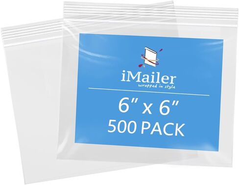iMailer - 500 عبوة مقاس 15.24 سم × 15.24 سم - أكياس بسحاب قابلة للإغلاق سعة 2 مل - أكياس بلاستيكية شفافة صغيرة للتخزين والتنظيم والحرف اليدوية والوجبات الخفيفة والمجوهرات والأجهزة in Saudi Arabia