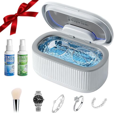 منظف ​​بالموجات فوق الصوتية مجموعة مع سلة وحامل- 45 كيلو هرتز 20 أوقية ث/الضوء و DEGAS ، 3 أوضاع توقيت 5 ، وحل مجوهرات 200 مل وحل تنظيف التجنيب للحلقات ، النظارات ، أطقم الأسنان ، العملات المعدنية ، وأشرطة WTACH in Kuwait