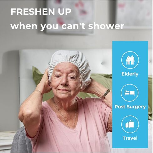 Scrubzz Shampoo Caps No Rinse for Elderly and Bedridden Patients, Rinse Free Shampoo Caps for Post Surgery and Hospital Stays, Waterless Hair Washing Shower Caps - 6 Pack in Saudi Arabia