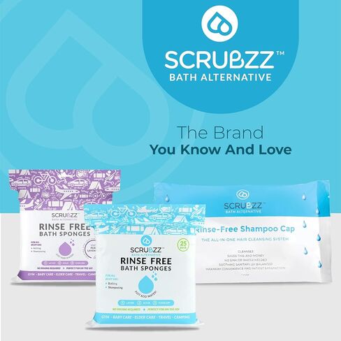 Scrubzz Shampoo Caps No Rinse for Elderly and Bedridden Patients, Rinse Free Shampoo Caps for Post Surgery and Hospital Stays, Waterless Hair Washing Shower Caps - 6 Pack in Saudi Arabia
