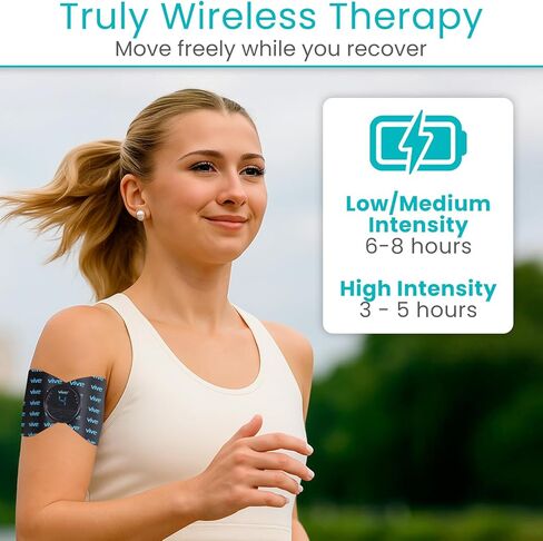 وحدة عشرات لاسلكية من Vive ذات 6 أوضاع - محفز للعضلات لعلاج تخفيف الألم واستعادة العضلات - آلة محمولة لاسلكية للعشرات وEMS مع وسادتين كهربائيتين وشاشة LED وكثافات قابلة للتعديل in Kuwait