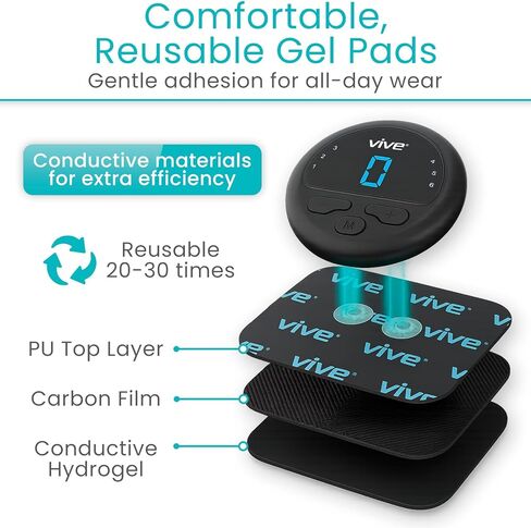 وحدة عشرات لاسلكية من Vive ذات 6 أوضاع - محفز للعضلات لعلاج تخفيف الألم واستعادة العضلات - آلة محمولة لاسلكية للعشرات وEMS مع وسادتين كهربائيتين وشاشة LED وكثافات قابلة للتعديل in Kuwait