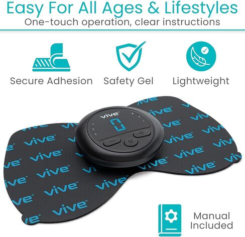 وحدة عشرات لاسلكية من Vive ذات 6 أوضاع - محفز للعضلات لعلاج تخفيف الألم واستعادة العضلات - آلة محمولة لاسلكية للعشرات وEMS مع وسادتين كهربائيتين وشاشة LED وكثافات قابلة للتعديل in Kuwait