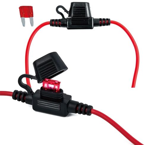 مجموعة حامل الصمامات المضمنة المقاومة للماء 16AWG من VANSIHO (عبوة من قطعتين) مع صمامات صغيرة 10 أمبير - تصنيف IP65، طول 30 سم - للسيارات والبحرية والقوارب والمركبات الترفيهية والأنظمة الكهربائية للدراجات النارية in Saudi Arabia