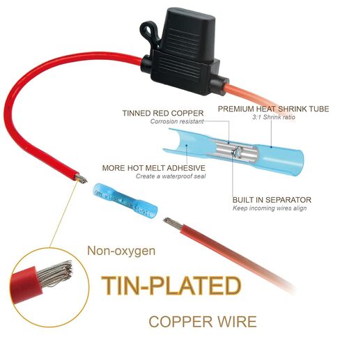 مجموعة حامل الصمامات المضمنة المقاومة للماء 16AWG من VANSIHO (عبوة من قطعتين) مع صمامات صغيرة 10 أمبير - تصنيف IP65، طول 30 سم - للسيارات والبحرية والقوارب والمركبات الترفيهية والأنظمة الكهربائية للدراجات النارية in Saudi Arabia