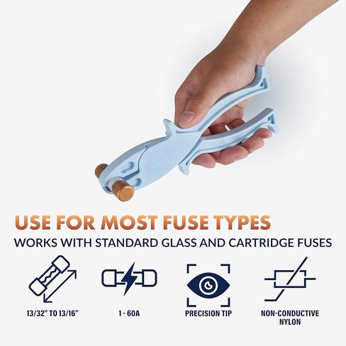 Newhouse Electric 7.25-in. Fuse Puller Tool NHE-FP-1, Non-Conductive Nylon Removal Tool for 13/32 to 13/16 in. Cartridge and Glass Fuses, Electrical Tool for HVAC, Home Improvement, and Panel Kits in Kuwait