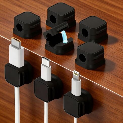 6Pack Magnetic Cord Organizer Holder for Desk Wall-Mountable Phone Charger and Data Easy Open Cable Storage White in Saudi Arabia