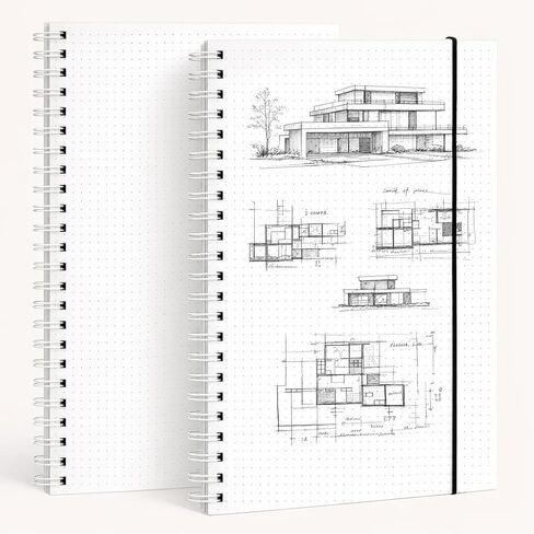 BESARME 80 ورقة A4 Dot Grid Spiral Notebook، 2PCS دفتر ملاحظات منقط 8.5 بوصة × 11 بوصة دفاتر ملاحظات شبكية مسطرة للكلية لمكتب المدرسة in Kuwait