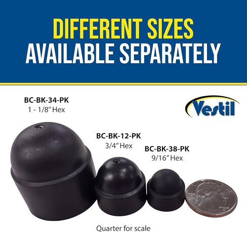 Vestil BC-BK-12-PK أغطية مسامير بلاستيكية 50 عبوة 1/2 بوصة. حجم المرساة أسود in Saudi Arabia