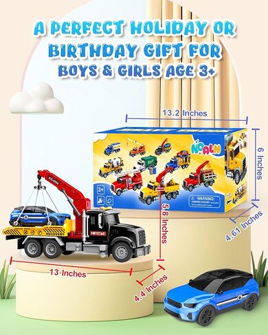 Kids Toys for 3 4 5 6 7 Years Old Boys, 15" Large Farm Truck with Loading Crane and 6 Trunks Friction Powered Truck Vehicle Toy for Toddler, Birthday Gifts for Boy Toddler Child in Saudi Arabia