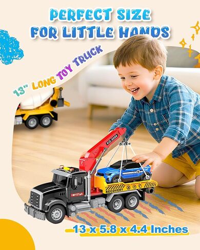 Kids Toys for 3 4 5 6 7 Years Old Boys, 15" Large Farm Truck with Loading Crane and 6 Trunks Friction Powered Truck Vehicle Toy for Toddler, Birthday Gifts for Boy Toddler Child in Saudi Arabia