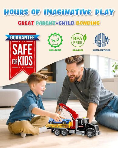 Kids Toys for 3 4 5 6 7 Years Old Boys, 15" Large Farm Truck with Loading Crane and 6 Trunks Friction Powered Truck Vehicle Toy for Toddler, Birthday Gifts for Boy Toddler Child in Saudi Arabia