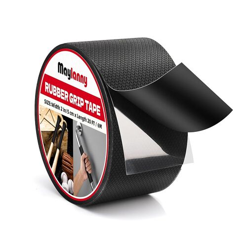 شريط قبضة مطاطي من Maylanny مقاس 2 × 20 قدم، شريط أسود قوي للغاية مضاد للانزلاق مقاوم للماء مع مادة لاصقة مريحة في اليدين، مثالي للأدوات والمقابض والسلالم - قبضة أمان عالية الجر يمكنك صنعها بنفسك in Kuwait