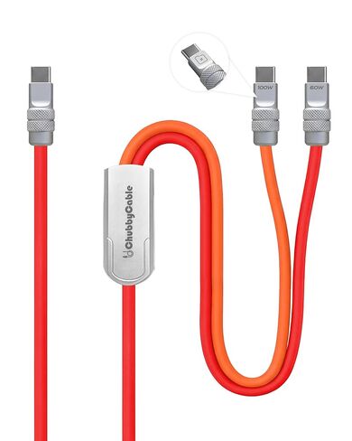 chubbycable Duo-Flex 2-in-1 USB C Multi Charging Cable, 4.3 ft, Orange in Saudi Arabia