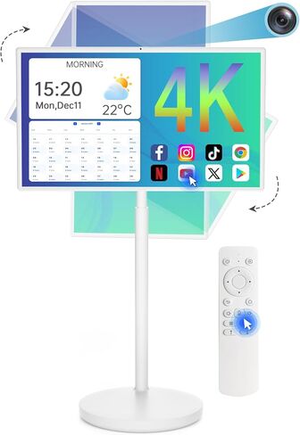 32 inch Portable Smart Tablet TV on Wheels with Full HD Rolling TouchScreen Monitor and Tablet in one, (8GRAM+128GB),Android 13,(5-8-Hour)Battery,Full Swivel Rotation,Voice Remote Control(32 inch Pro) in Saudi Arabia