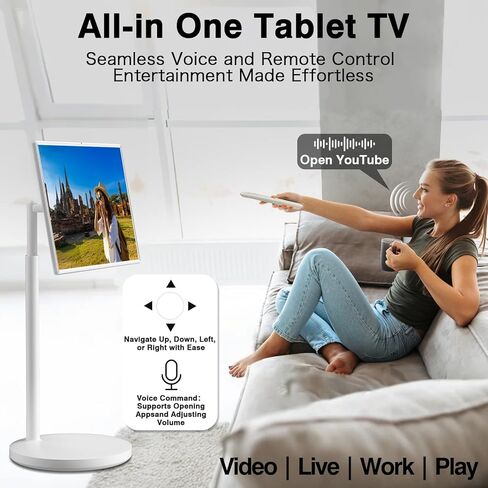 32 inch Portable Smart Tablet TV on Wheels with Full HD Rolling TouchScreen Monitor and Tablet in one, (8GRAM+128GB),Android 13,(5-8-Hour)Battery,Full Swivel Rotation,Voice Remote Control(32 inch Pro) in Saudi Arabia