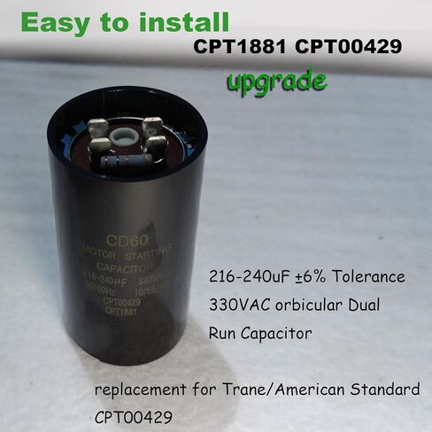 ترقية CPT00429 216-240 MFD 330 فولت استبدال مكثف البدء لترين CPT1881 CPT00429، مناسب للوحدات القياسية الأمريكية، مضخة الحرارة، تكييف الهواء، محركات التيار المتردد in Kuwait