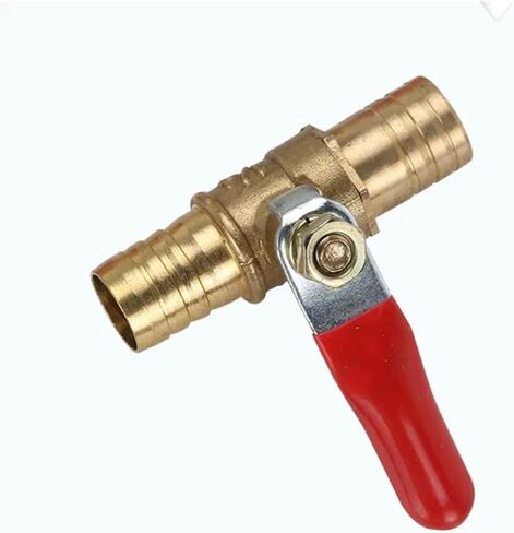 1PCS red handle small ball valve straight through pagoda double-end insert 6/8/10/12mm water pipe copper valve(8mm pipe) in Saudi Arabia