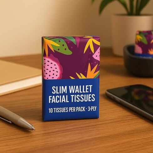 Slim Wallet Facial Tissues, 6 Portable Packs with 10 Sheets Each, Soft 3-Ply Wallet Tissues for Travel, Office, Home, Bags and On-the-Go Use in Saudi Arabia