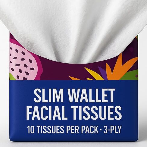 Slim Wallet Facial Tissues, 6 Portable Packs with 10 Sheets Each, Soft 3-Ply Wallet Tissues for Travel, Office, Home, Bags and On-the-Go Use in Saudi Arabia