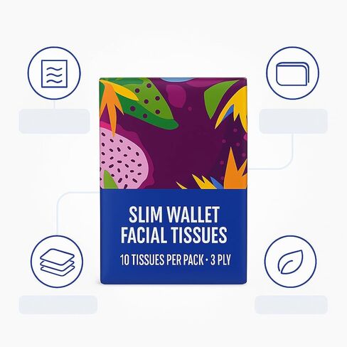 Slim Wallet Facial Tissues, 6 Portable Packs with 10 Sheets Each, Soft 3-Ply Wallet Tissues for Travel, Office, Home, Bags and On-the-Go Use in Saudi Arabia