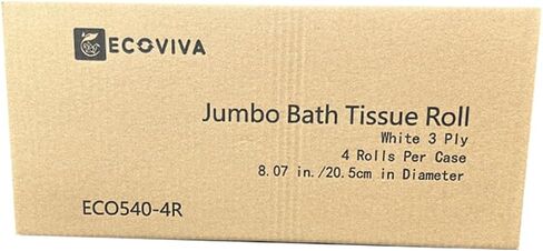 رول مناديل تجاري كبير 3 طبقات، قطر 8 بوصة (20 سم)، أبيض، (4 رول/كرتون) in Kuwait