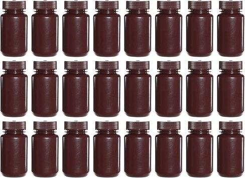 زجاجات كاشف HDPE واسعة الفم مقاومة للأشعة فوق البنفسجية مع أغطية، 4 أونصة 125 مل، عبوة من 24 قطعة in Kuwait