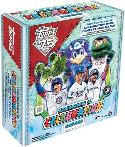صندوق الاحتفال ببطاقة تجارة البيسبول 2026 Topps MLB Series 1 - قصاصات ورق متوازية حصرية ورقائق هولو - فرصة للحصول على بطاقات بقايا توقيع التميمة الحاكمة in Saudi Arabia
