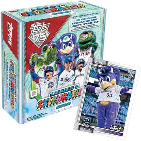 صندوق الاحتفال ببطاقة تجارة البيسبول 2026 Topps MLB Series 1 - قصاصات ورق متوازية حصرية ورقائق هولو - فرصة للحصول على بطاقات بقايا توقيع التميمة الحاكمة in Saudi Arabia
