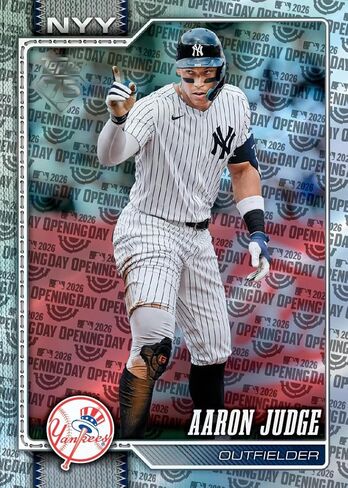 صندوق الاحتفال ببطاقة تجارة البيسبول 2026 Topps MLB Series 1 - قصاصات ورق متوازية حصرية ورقائق هولو - فرصة للحصول على بطاقات بقايا توقيع التميمة الحاكمة in Saudi Arabia