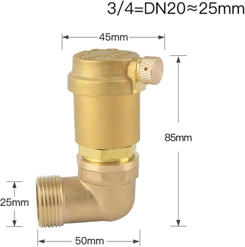 1PCS 1/2" 3/4" 1" Brass Elbow Flat Valve 1.6 MPa Pressure DN15 DN20 Pressure Relief Value Tool for Solar Water Heater(1/2") in Kuwait