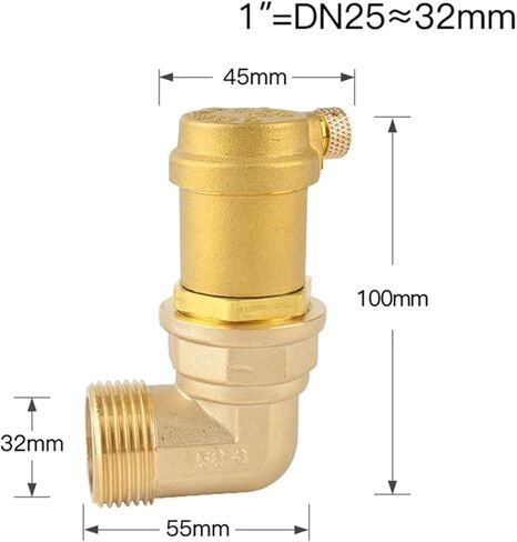 1PCS 1/2" 3/4" 1" Brass Elbow Flat Valve 1.6 MPa Pressure DN15 DN20 Pressure Relief Value Tool for Solar Water Heater(1/2") in Kuwait