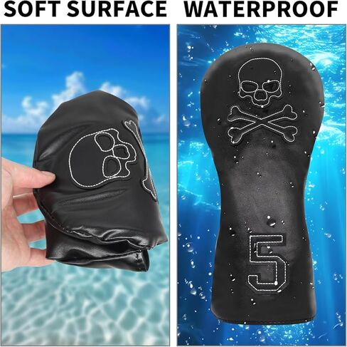 Golf Head Cover Club Covers Funny Fairway Wood Headcovers Head Covers Golf headcovers with Soft Lining for Golf Gift-Skull Style in Saudi Arabia
