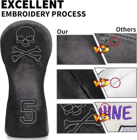 Golf Head Cover Club Covers Funny Fairway Wood Headcovers Head Covers Golf headcovers with Soft Lining for Golf Gift-Skull Style in Saudi Arabia