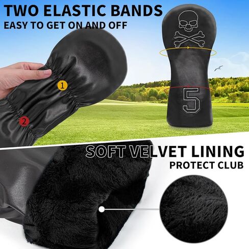 Golf Head Cover Club Covers Funny Fairway Wood Headcovers Head Covers Golf headcovers with Soft Lining for Golf Gift-Skull Style in Saudi Arabia