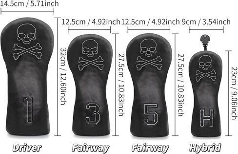 Golf Head Cover Club Covers Funny Fairway Wood Headcovers Head Covers Golf headcovers with Soft Lining for Golf Gift-Skull Style in Saudi Arabia