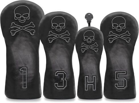 Golf Head Cover Club Covers Funny Fairway Wood Headcovers Head Covers Golf headcovers with Soft Lining for Golf Gift-Skull Style in Saudi Arabia
