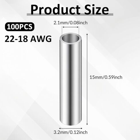 100 قطعة 22-18 AWG غير معزولة بعقب موصلات غير معزولة بعقب لصق موصلات سلس محطات تجعيد كهربائية تجعيد إصلاح بأعقاب الوصلات عدة لأسلاك كهربائية موثوقة والربط in Saudi Arabia
