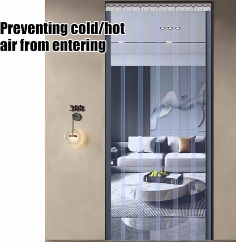 Clear PVC Strip Curtain Kit - Waterproof Thermal Insulation for Garage, Warehouse & Freezer Doors - Durable Plastic Door Cover (W165xH280cm/64.96x110.2in) in Kuwait