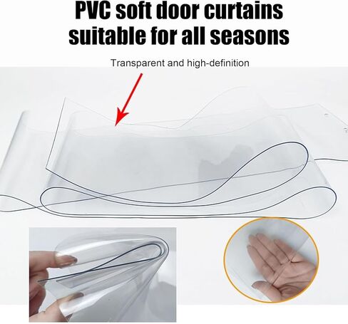 Insulated PVC Strip Door Curtains - Windproof & Waterproof Clear Partition for Warehouses, Freezers, and Garages (W90xH220cm/35.43x86.61in) - Keep Warm & Energy Efficient in Saudi Arabia