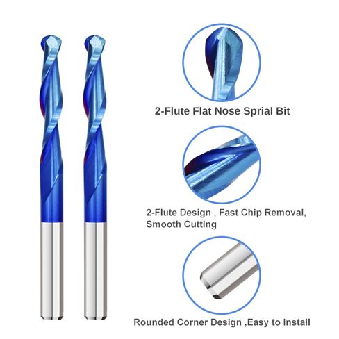 10pcs Ball Nose End Mill Solid Carbide CNC Router Bits 3.175 Shank Bit 0.8-2.5mm Diameter Nano Blue Coating Spiral Milling Cutter 2 Flute in Saudi Arabia
