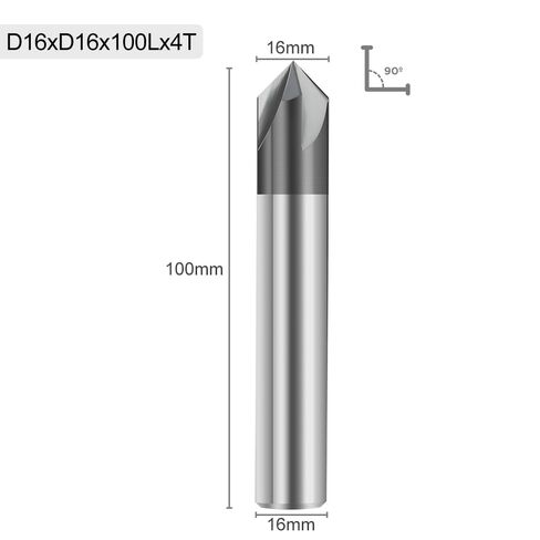 Carbide Chamfer End Mill 4 Flute V Groove Router Bit 3-25mm Dia 90 Degrees Engraving Milling Cutter for Alloy Steels(16xD16x100L) in Saudi Arabia