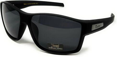 LOCS Hardcore Shades نظارات شمسية رياضية بإطار كبير، إطار أسود غير لامع مع عدسات رمادية دخانية in Saudi Arabia
