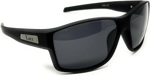 LOCS Hardcore Shades نظارات شمسية رياضية بإطار كبير، إطار أسود غير لامع مع عدسات رمادية دخانية in Saudi Arabia