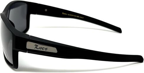 LOCS Hardcore Shades نظارات شمسية رياضية بإطار كبير، إطار أسود غير لامع مع عدسات رمادية دخانية in Saudi Arabia